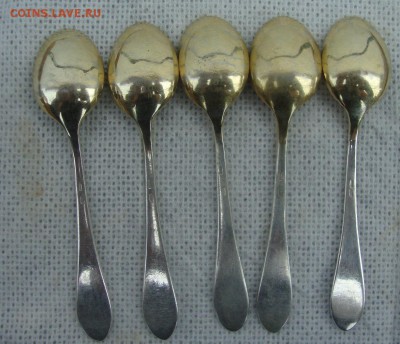 Ложечки кофейные, 5 штук, 875 проба, позолота - O3