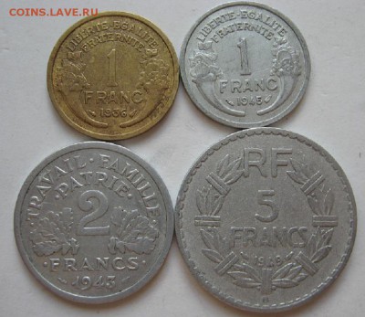 4 монеты Франции 1930-1940 гг. до 22.00 09.08.14 - франция
