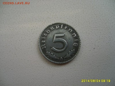 ГЕРМАНИЯ,5 пфеннигов 1940А (,цинк,хорошие)!до 5.08.2014 - S6001414.JPG