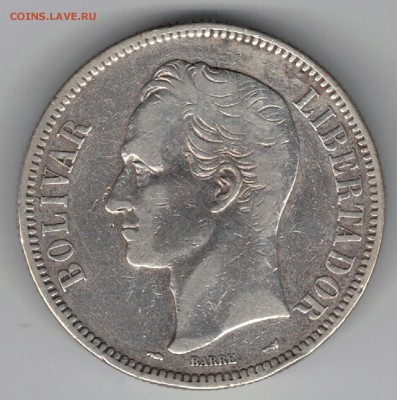 Ag Венесуэла 5 боливаров 1912 до 11.08.14 в 22.00мск (9420) - 5-вен912а