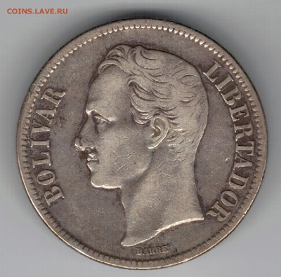 Ag Венесуэла 5 боливаров 1919 до 11.08.14 в 22.00мск (9422) - 5-вен919а