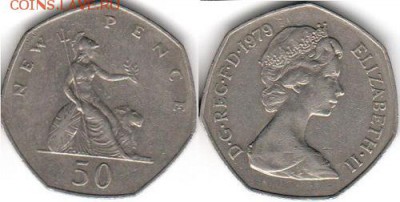 Великобритания 50 пенсов 1979. до 21.00 мск 13.08.2014 - Великобритания 50 пенсов 1979
