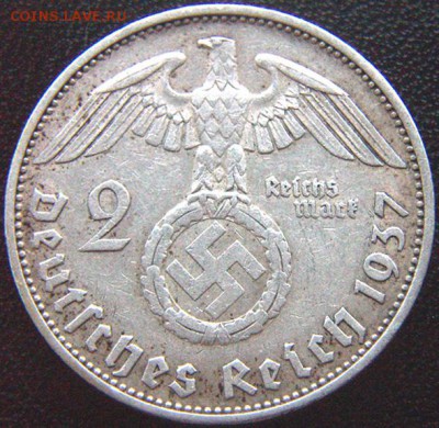 Германия _2 рейхсмарки 1937(А). Старт 1 руб; до 11.08_22.00 - 8438