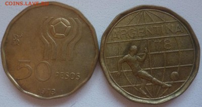 Иностранные Биметалл, Спорт, 25 р, Наборы МНОГО МНОГО!!! - Аргентина 50 песо футбол 1978.JPG