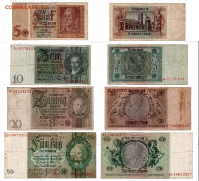 ГЕРМАНИЯ, 5+10+20+50 марок (1929-1942), до 16.08 @ 22:00 - banknote_1749