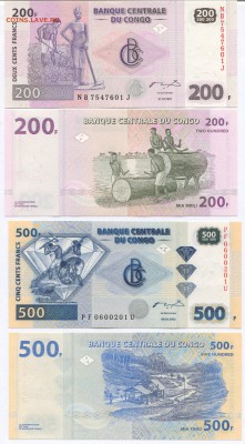 Банкноты мира (пресс) и сопутствующие товары - Congo p99, p96