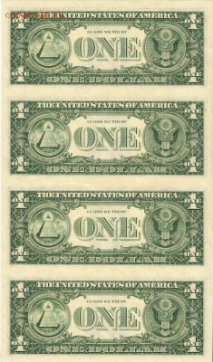 США, 1 доллар, 1981, неразрезанный блок до 15.08 21:00 МСК - lot-179157-2