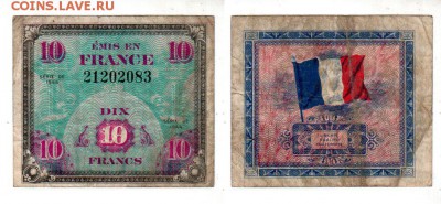 ФРАНЦИЯ, союзники 10 франков (1944), до 16.08 @ 22:00 - banknote_1772