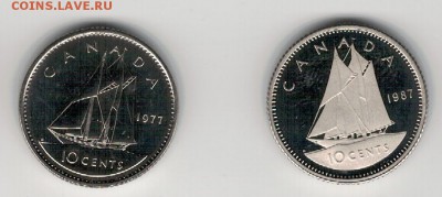 Канада 10 центов 1977 и 1987 (2шт) до 18.08 в 22.00 (8969) - 4-кан10ц1
