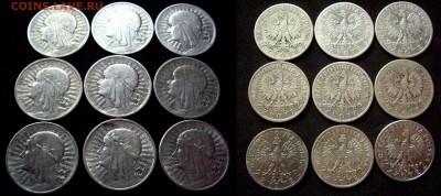Польша 2 злотых 1933г 9 монет до 18 августа - 2 злотых 1932 9шт копия