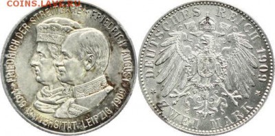 Саксония 2 марки 1909 Лейпциг - 80 евро