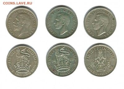 Великобритания шиллинги 1929 и 1945 года - Англия 1 шиллинг 1929 и 1945