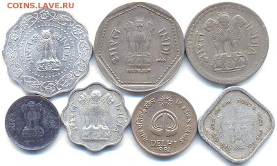 7 индийских монет 1966 - 1989; до 13.08_22.20мск - 8390