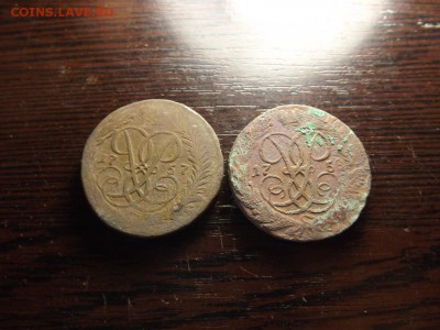 2 копейки Елизаветы 1758 и 1757 Надпись сверху - DSCF8693.JPG