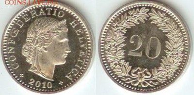 Швейцария -20 раппенов 2010 до 21.00 мск 21.08.2014 - Швейцария 20раппенов  2010