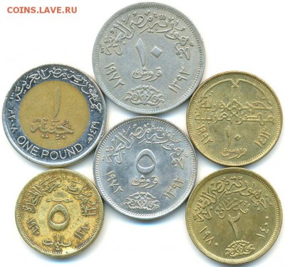 6 египетских монет 1960 - 2008; до 17.08_22.10мск - 8393