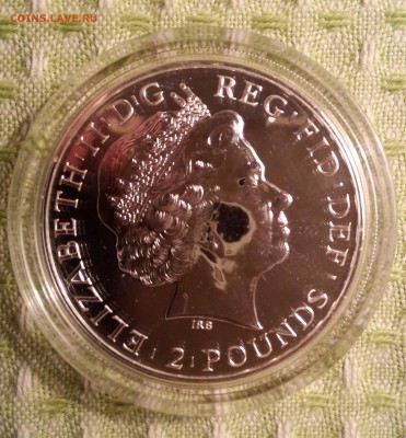 2 фунта Великобритания, серебро 999 1oz, до 24 августа 22.00 - 2 фунта реверс