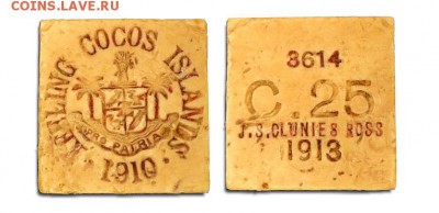 Новые монеты Приднестровья из композитных материалов. - 1913_cocos-islands_25c