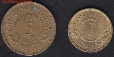 Гайана 1 и 5 центов 1967 до 20.08.2014 22-00 - Гайана 1 и 5 центов 1967 а