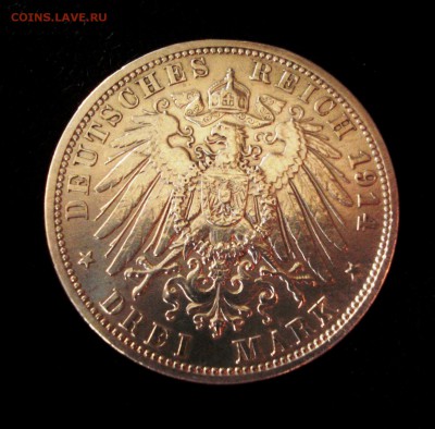Пруссия. 3 марки 1914 год, Вильгельм 2. (А) до 22.08 - реверс.JPG