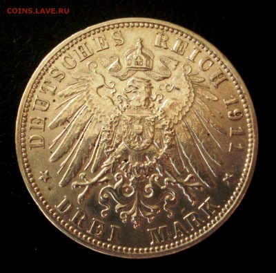 Бавария 3 марки 1911 г. Отто  до 22.08 - реверс.JPG