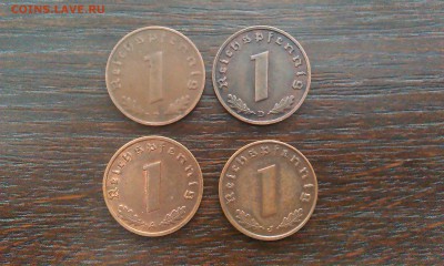 Третий рейх 1 пфенниг 4 монеты до 25.08_22:00 - IMAG1221