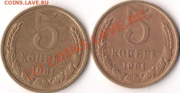 5 копеек 1981 г., разновидность III 78 на оценку - 5 копеек 1981 г.
