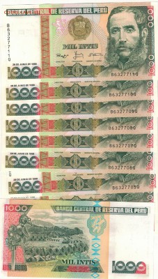 Перу 1000 инти 1988 (10шт) до 25.08.14 в 22.00мск (9181) - Изображение 008