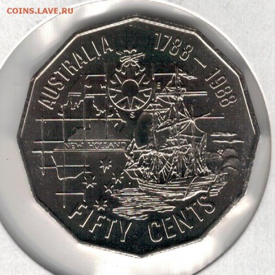 АВСТРАЛИЯ 50 ЦЕНТОВ 1988 ЮБИЛЕЙ 28.08.14 В 22.00МСК (9775) - 4-ав50ц1