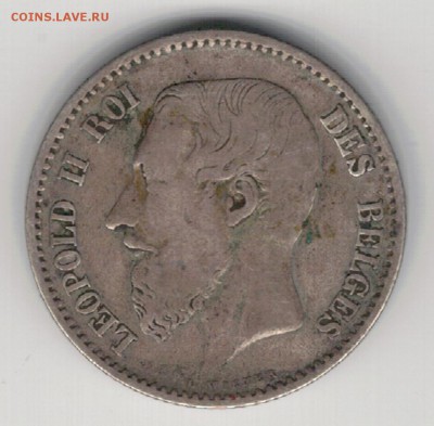 Ag БЕЛЬГИЯ ФРАНК 1867 ДО 28.08.14 В 22.00МСК (9199) - 5-б1ф