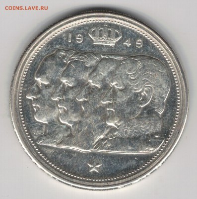 Ag БЕЛЬГИЯ 100 ФРАНКОВ 1949 ДО 28.08.14 В 22.00МСК (9578) - 5-б100ф49