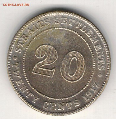 Ag СТРЕЙТС СЕТТЛМЕНТС 20 ЦЕНТОВ 1917 ДО 28.08 В 22Ч (9429) - 5-стр1