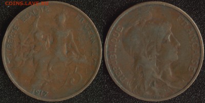 Франция 5 сантимов 1917 до 22:00мск 29.08.14 - Франция 5 сантимов 1917