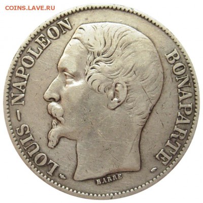 Франция, 1852, 5 франков, серебро, с 200р !!! до 29.08 - lot-182538-2