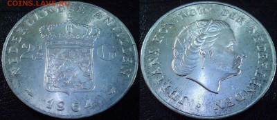 2 гульдена 1964 серебро КОШЕРНО оценка - image