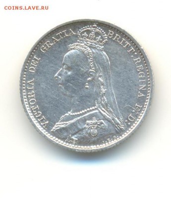Ag. британия 6 пенсов 1887. AU . до 28.08 22:00 - 15