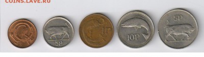 ИРЛАНДИЯ-5 монет от0,5 до 10эре 1971-1993г до 02.09.14.21-00 - ЭЙРЕ12