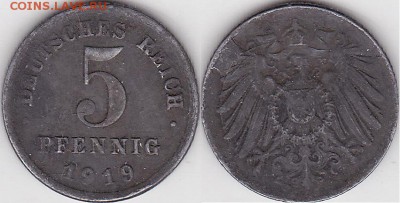 Браки на иностранных монетах - 5 пфеннигов 1919 г. (D)