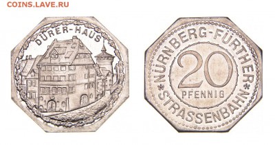 Нюрнберг 20 пфеннингов. Durer-Haus 1921 №2 до 3.09 в 22.00 п - Нюрнберг 20 пф. Durer-Haus 1921 3