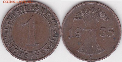 22:00 - 1 райхпфенниг 1935 г. (A)