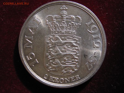 ДАНИЯ 2 кроны 1937. Штемпельная. Серебро. Предпродажная. - Изображение 11925