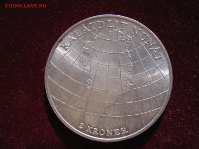 ДАНИЯ 2 кроны 1953. Гренландия. Штемпельная. Серебро. - Изображение 11918