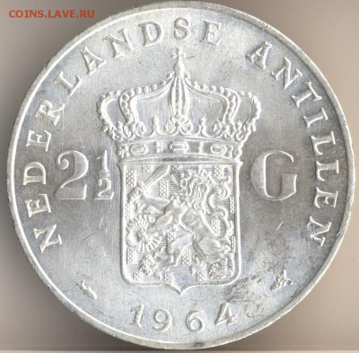 2 гульдена 1964 серебро КОШЕРНО оценка - 1