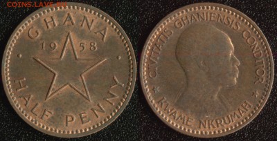 2 пенни 1958 до 22:00мск 02.09.14 - Гана 0,5 пенни 1958