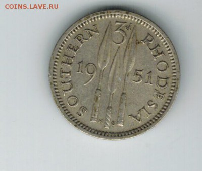 Южная родезия 3 пенса 1951 до 03.09.2014   22-00 - 1 12