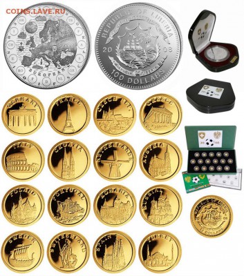 НАБОР МОНЕТ. Либерия, 2008 год. Чемпионат Европы по футболу - 972074