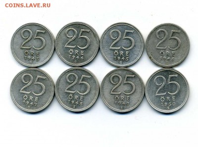 Продам шведскую серебряную погодовку за LV - 25 эре 1943-50.1