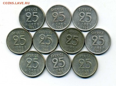 Продам шведскую серебряную погодовку за LV - 25 эре 1952-61.1