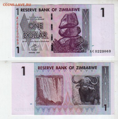 ЗИМБАБВЕ, 1 доллар (2007) UNC, до 11.09 @ 22:00 - banknote_1878-0-0