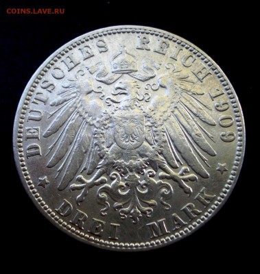 Германия (Гамбург) 3 марки 1909J, XF - реверс.JPG